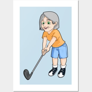 Woman golfing for fitness and fun Posters and Art